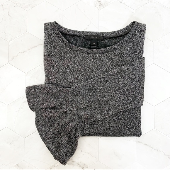 J. Crew Ruffle Sleeve Sparkle Top - Picture 2 of 8